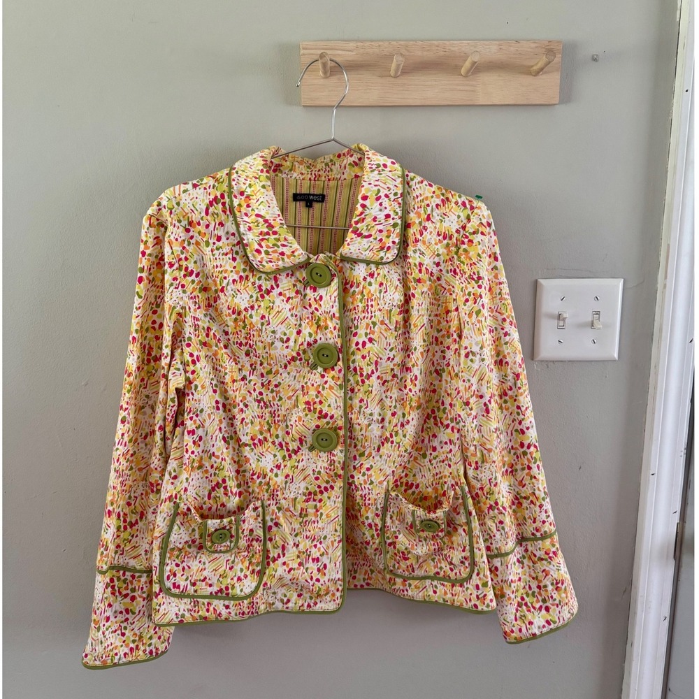 vintage/y2k confetti print blazer